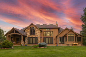 Home with K-Guard Gutters and Pink Sunset - K-Guard Rocky Mountains