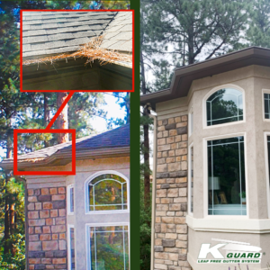 Before & After KGuard Rocky Mountains Install. Pine Needles Clogging Gutters. Pine Needles Clogging Screen. Tall Trees. Pine Trees. Trees Clog Gutters. Trees clogging gutters
